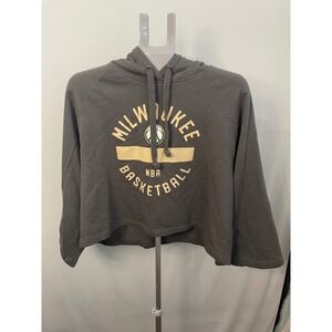 Sportige‎ NBA Milwaukee Bucks Cropped Hoodie Medium Womens Gray Pullover